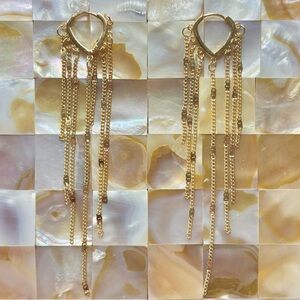 Gold Toned Chain Tassel Huggies